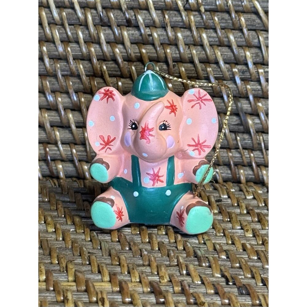 Ceramic Elephant Ornament 1983 Enesco Ceramic Vintage Adorable Elephant 2"